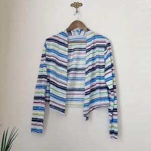 Cut Loose Striped Cardigan Layering Top Large